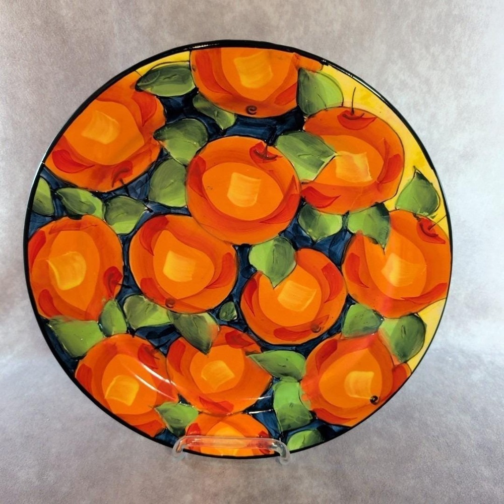 Denise Ford  for‎ Bella Casa by Ganz Bright Colorful Oranges Fruit Plate 12.5"
